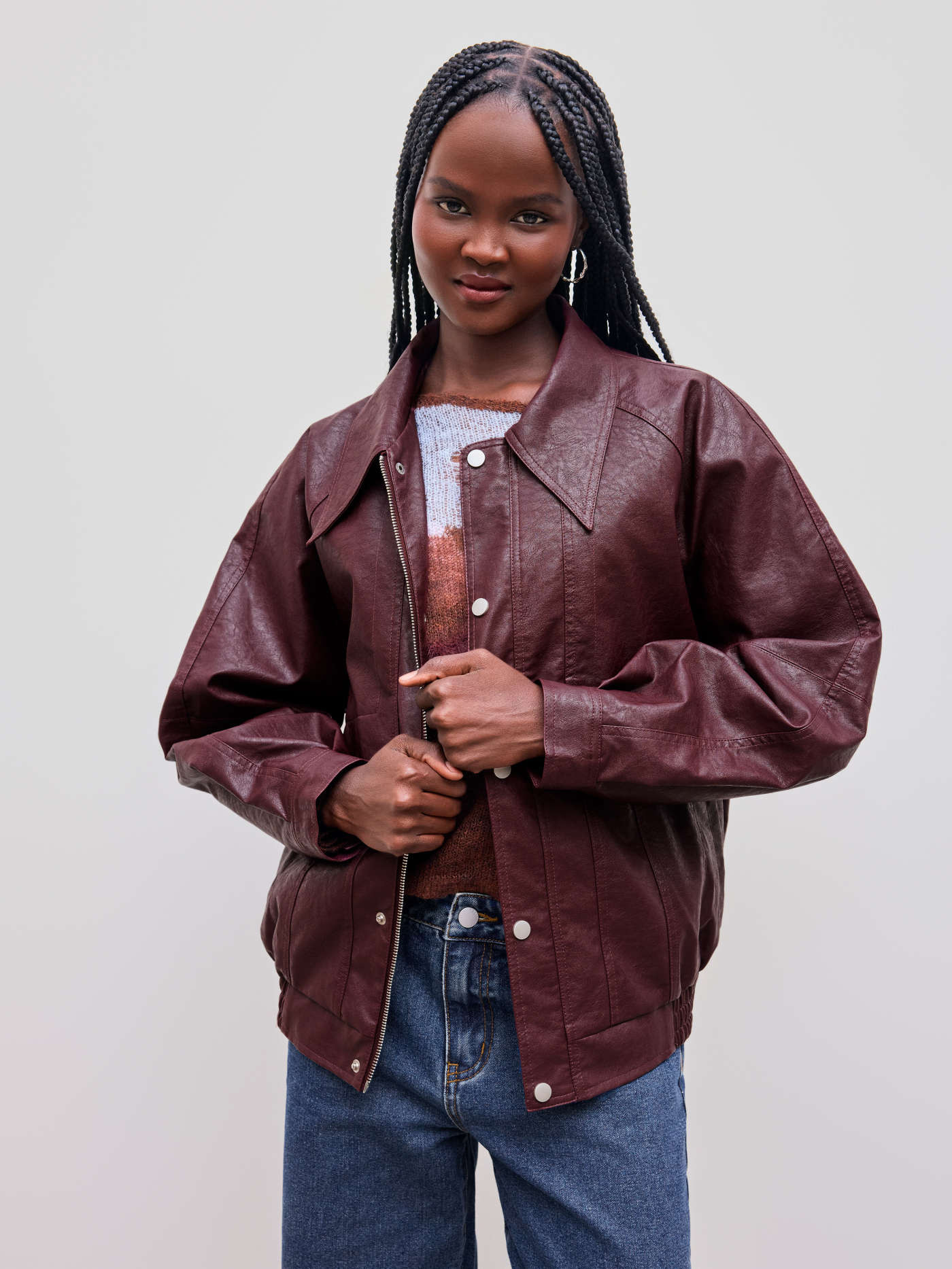 Festival Outfits City Chic Faux Leather Zipper Jacket For Daily Casual | Cider