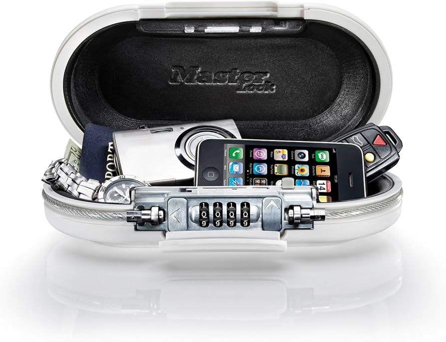 Master Lock 5900D Set Your Own Combination Portable Safe, 9-17/32 in. Wide, White | Amazon (US)