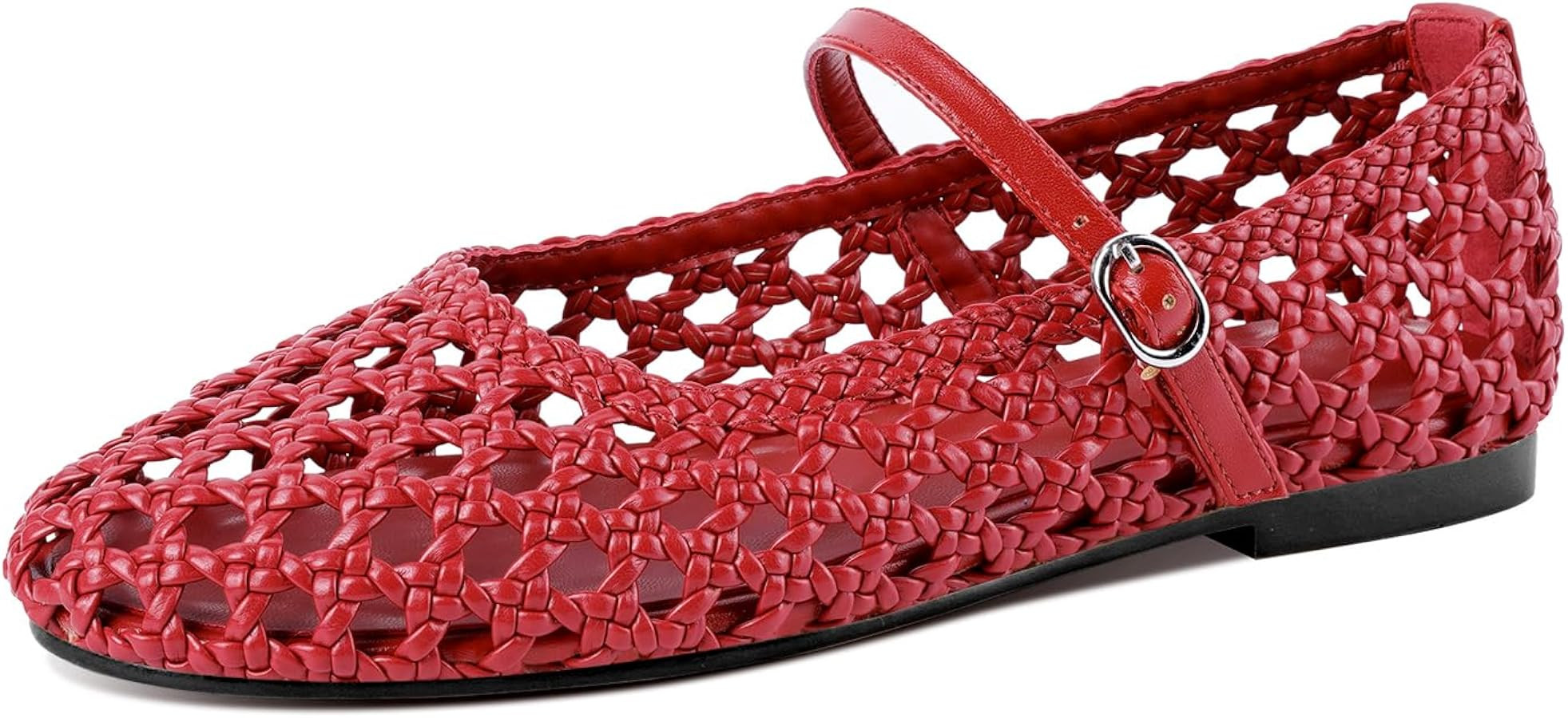 Leopard Mesh Flats for Women Round Toe Mary Jane Ballet Flats Buckle Strap Slip On Casual Breatha... | Amazon (US)