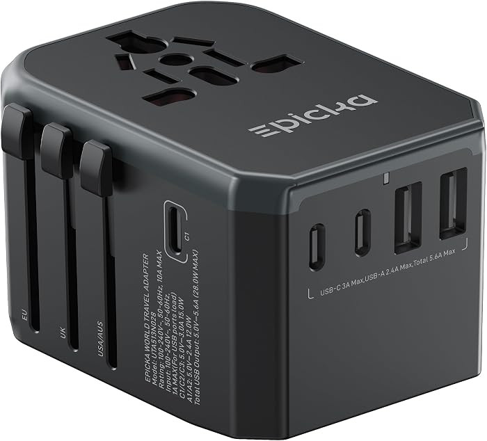 EPICKA Universal Travel Adapter with 1AC/3 USB-C/2 USB-A Ports | Amazon (US)