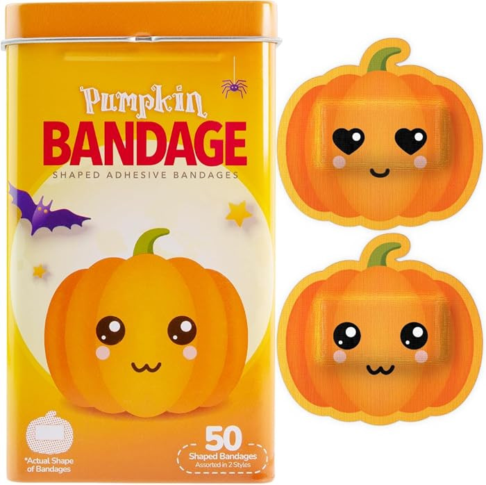 BioSwiss Bandages, Halloween Pumpkin Shaped Self Adhesive Bandage Set, Latex Free, Sterile Wound ... | Amazon (US)