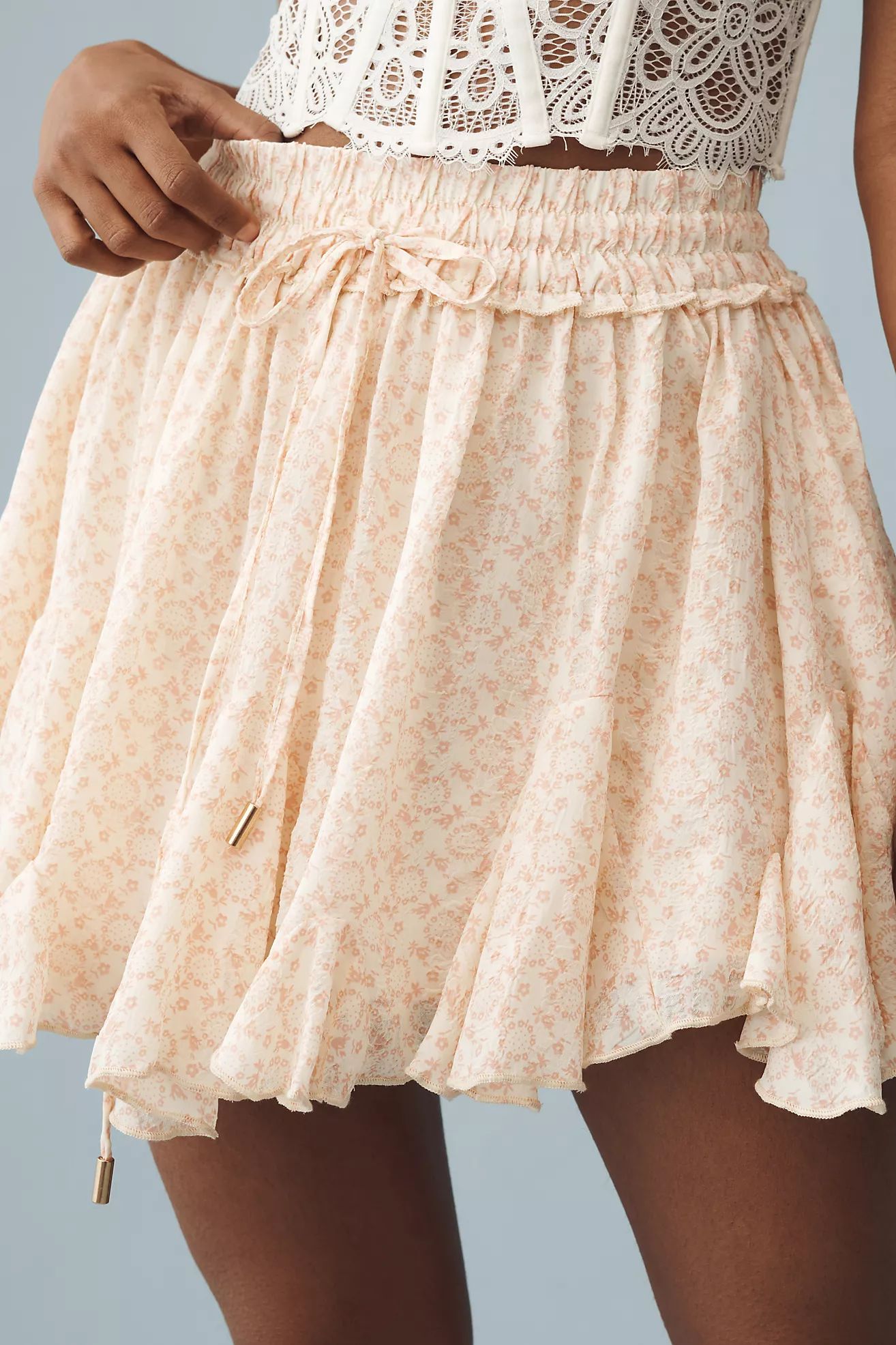 Bishop + Young Patterned Flounce Mini Skirt | Anthropologie (US)