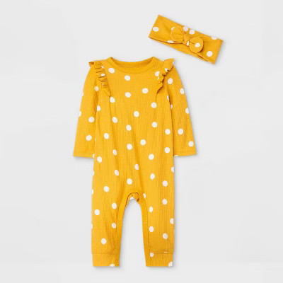 Baby Girls' Rib Romper with Headband - Cat & Jack™ | Target