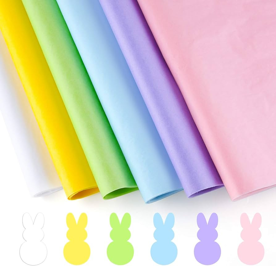 CHRORINE 60 Sheets Easter Tissue Paper Multicolor Gift Wrapping Paper Art Paper Crafts for DIY Gi... | Amazon (US)