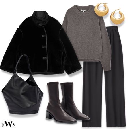 Styling black tailored trouser for winter 🖤 

Cashmere jumper fur coat black leather ankle boots bottines chocolate color luxury high street arket mango cos other stories Abercrombie Monica vinader curve  midsize street style everyday style 

#LTKCyberWeek #LTKHoliday #LTKU