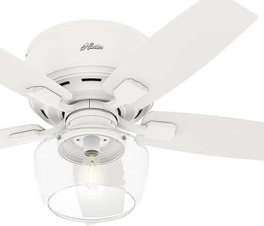 Hunter Fan 44 inch Low Profile Matte White Indoor Ceiling Fan with Light Kit and Remote Control (... | Amazon (US)
