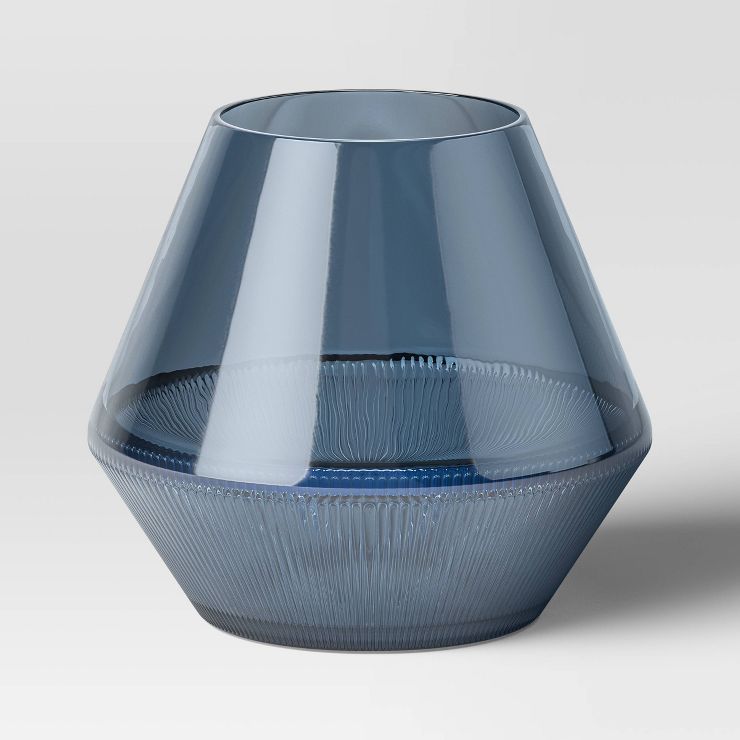 Medium Tinted Rib Glass Vase Blue - Threshold&#8482; | Target