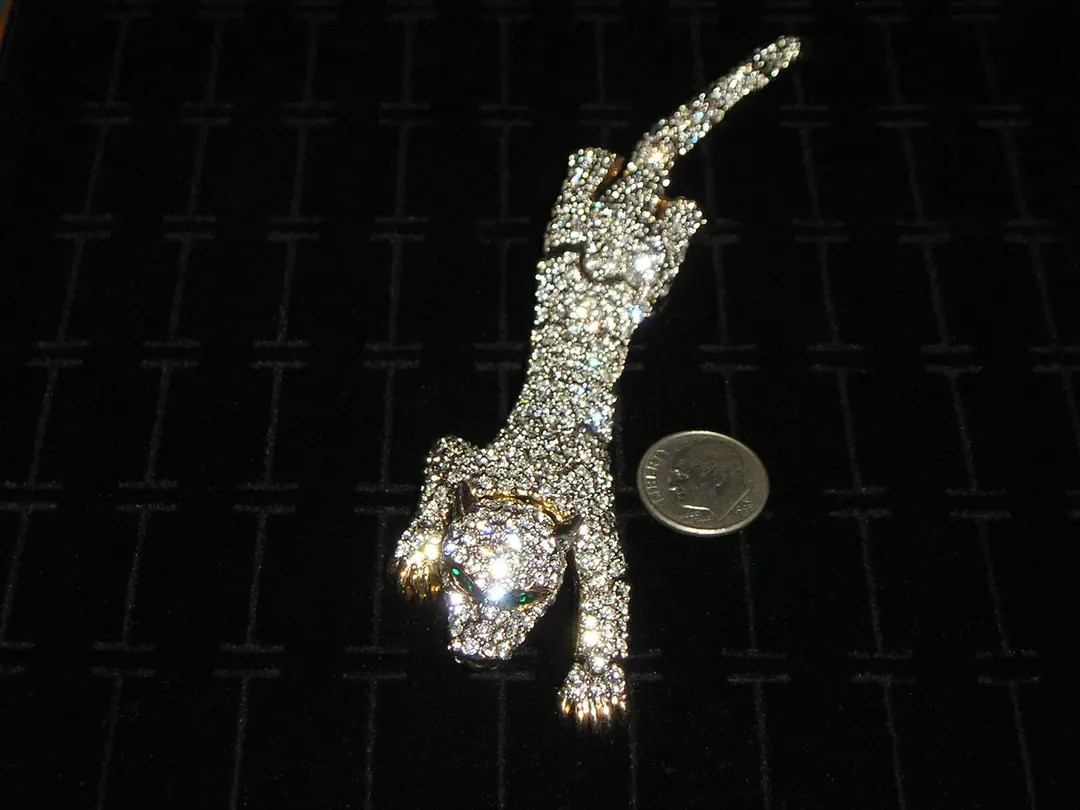 Vintage Panther Big Cat Shoulder Brooch Covered In Crystal Rhinestones. Super Chic! 1980's Jewelr... | Etsy (US)