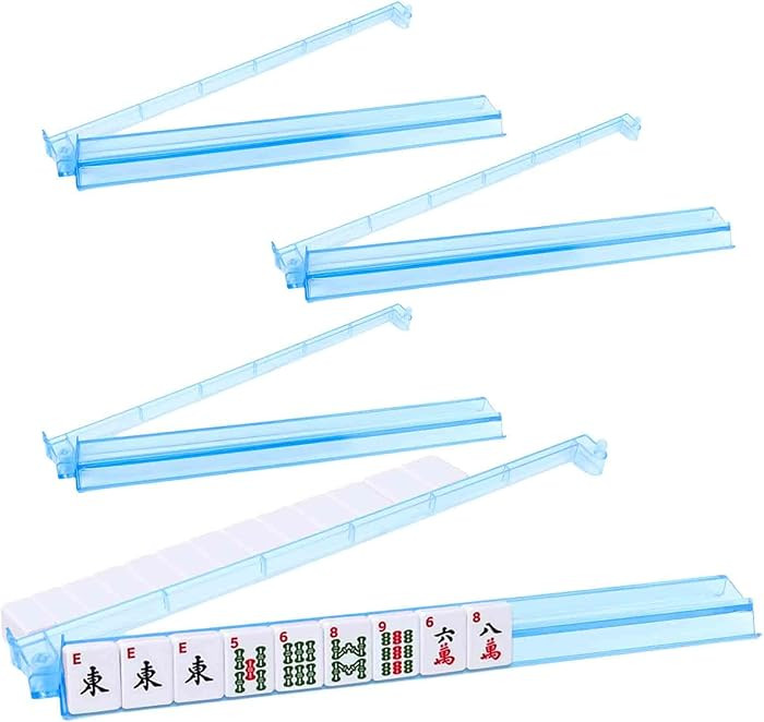4 Pack Mahjong Racks with Pushers Clear Light Blue Acrylic American Majiang Tile Racks Imports Ac... | Amazon (US)