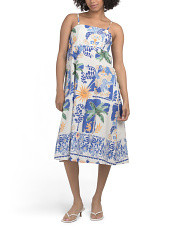 Made In Italy Sleeveless Palm Print Midi Dress | Casual Dresses  | Marshalls | Marshalls