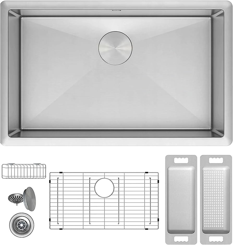 ZUHNE Modena Undermount Kitchen Sink, 16-Gauge Stainless Steel (28-Inch Single Bowl) | Amazon (US)