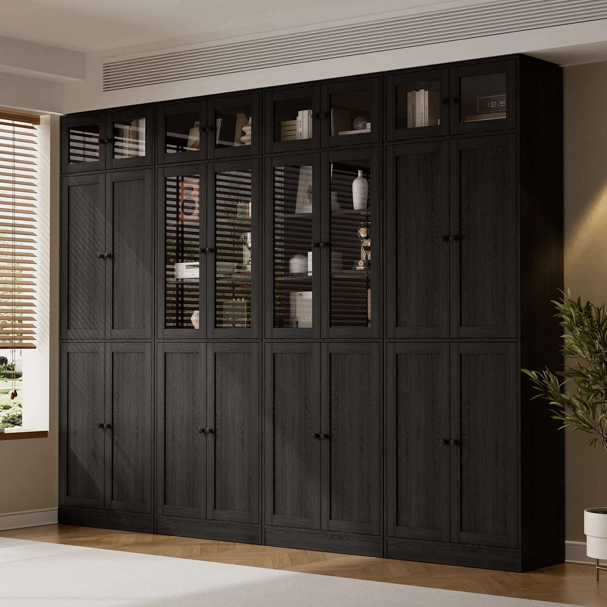 86.7'' H X 94.48'' W Book Cabinet Storage Bookcase Set | Wayfair North America