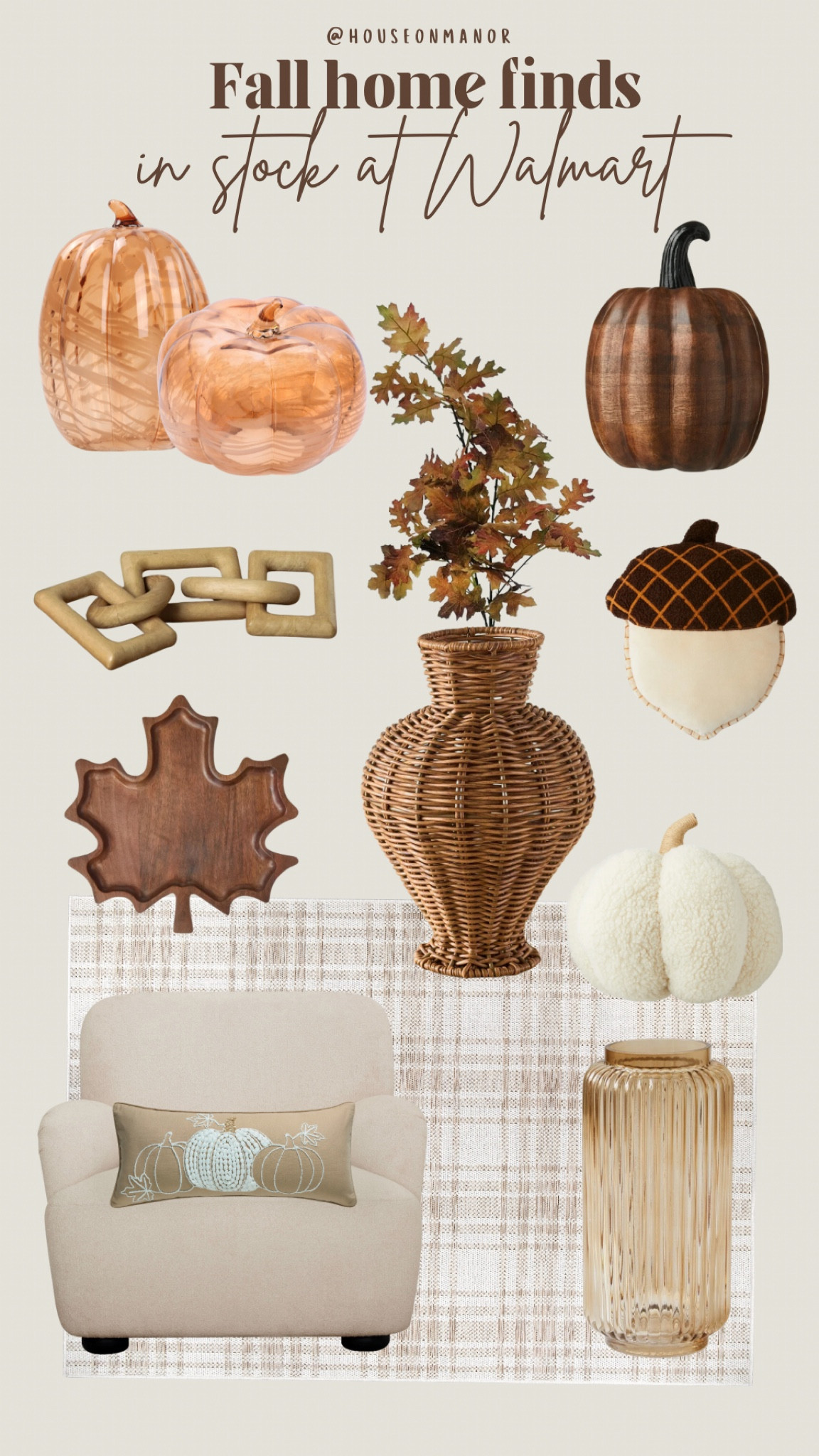 Fall home finds at Walmart🤎

Fall decor, glass pumpkins, affordable pumpkins, leaf tray, fall stems, wood chain link, fall pillows, fall rug

#LTKSeasonal #LTKHome #LTKStyleTip