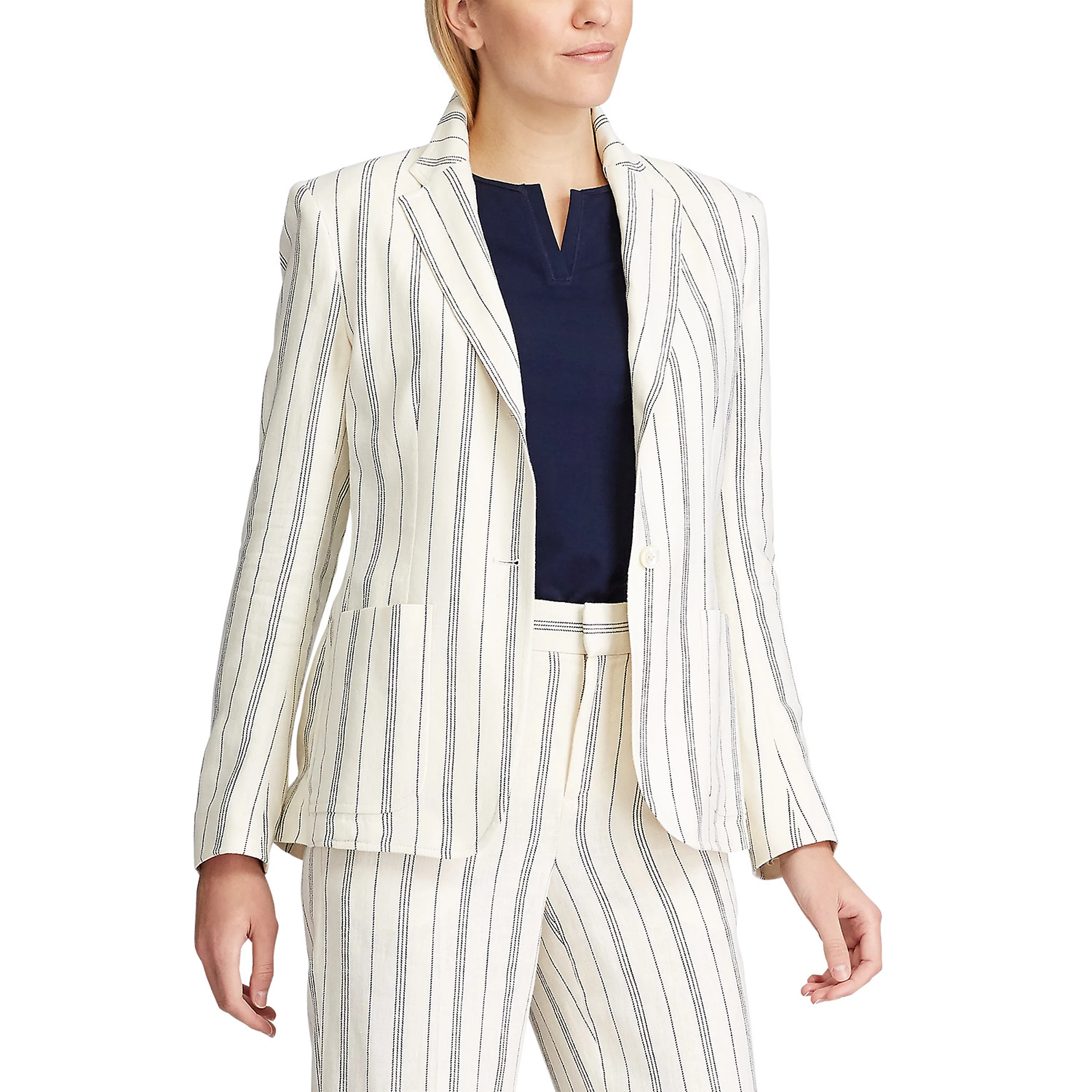 Women's Chaps Striped Linen-Blend Blazer | Kohl's