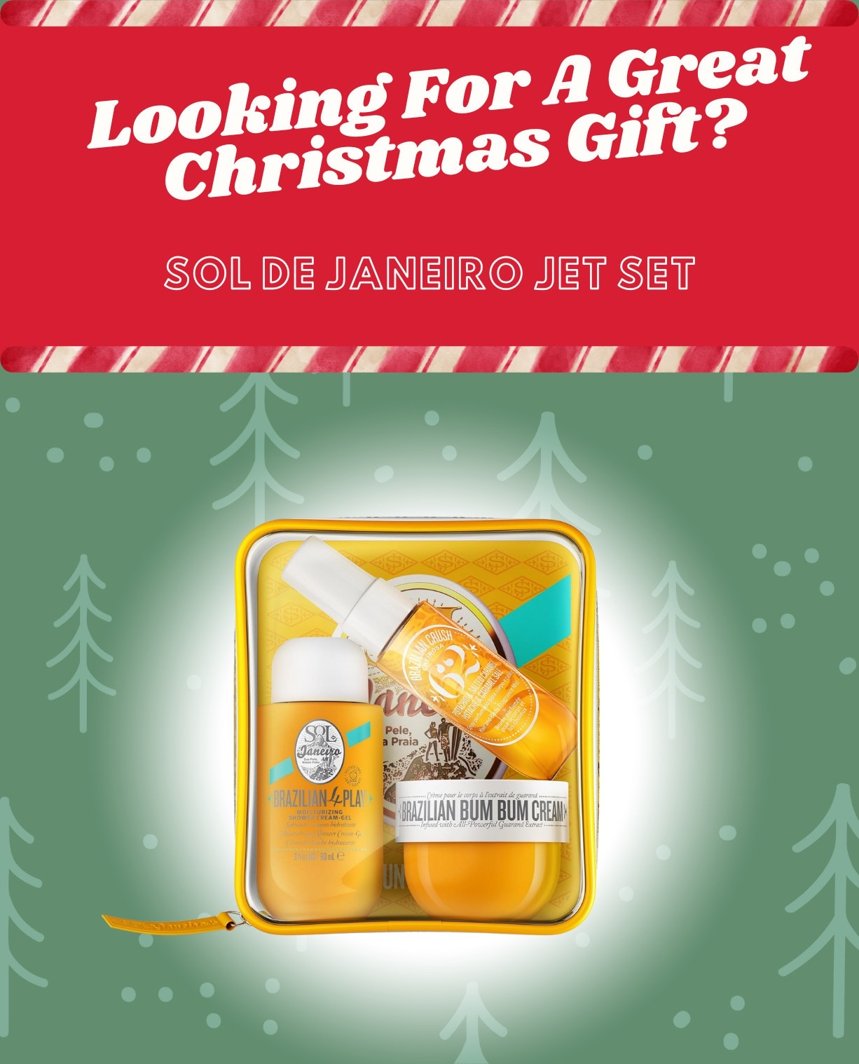 🌴 Sol de Janeiro Bum Bum Jet Set: Luxurious Travel Companions

Experience tropical indulgence with the Sol de Janeiro Bum Bum Jet Set. This travel-sized kit includes:

Brazilian Bum Bum Cream for firm, glowing skin
Brazilian 4 Play Shower Gel for a nourishing cleanse
Brazilian Crush Body Fragrance Mist for a long-lasting, captivating scent
Perfect for gifting or pampering yourself on the go, this set brings the irresistible allure of Brazil to your daily routine.

#LTKBeauty #LTKGiftGuide #LTKFindsUnder100