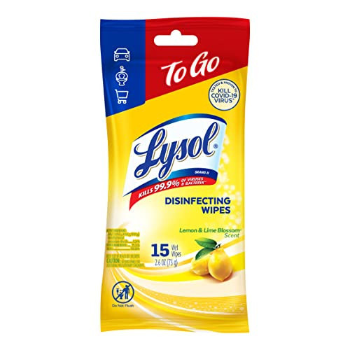 Lysol Disinfectant Handi-Pack Wipes, Multi-Surface Antibacterial Cleaning Wipes, For Disinfecting and Cleaning, Travel Size, Lemon and Lime Blossom, 15 Wipes | Amazon (US)