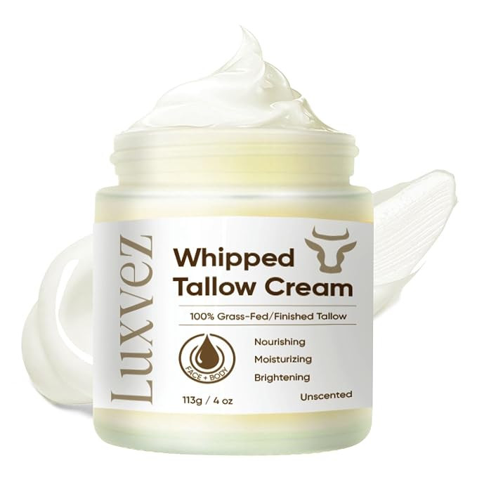 Beef Tallow Face Moisturizer: Grass Fed Beef Tallow for Skin - Whipped Tallow Balm for Face and B... | Amazon (US)