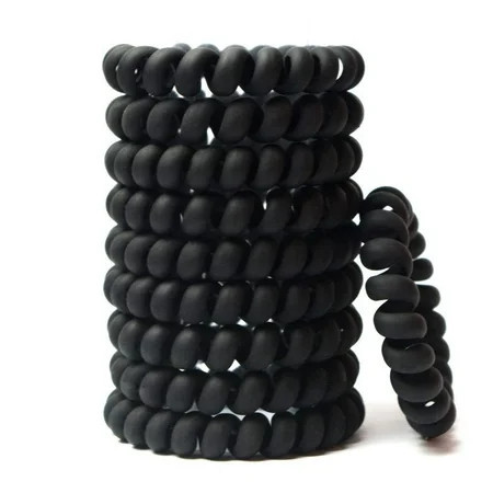 Roofei Spiral Hair Ties Coil Hair Ties Phone Cord Hair Ties Ponytail Hair Coils No Crease Headband - 12 pcs (Black) | Walmart (US)