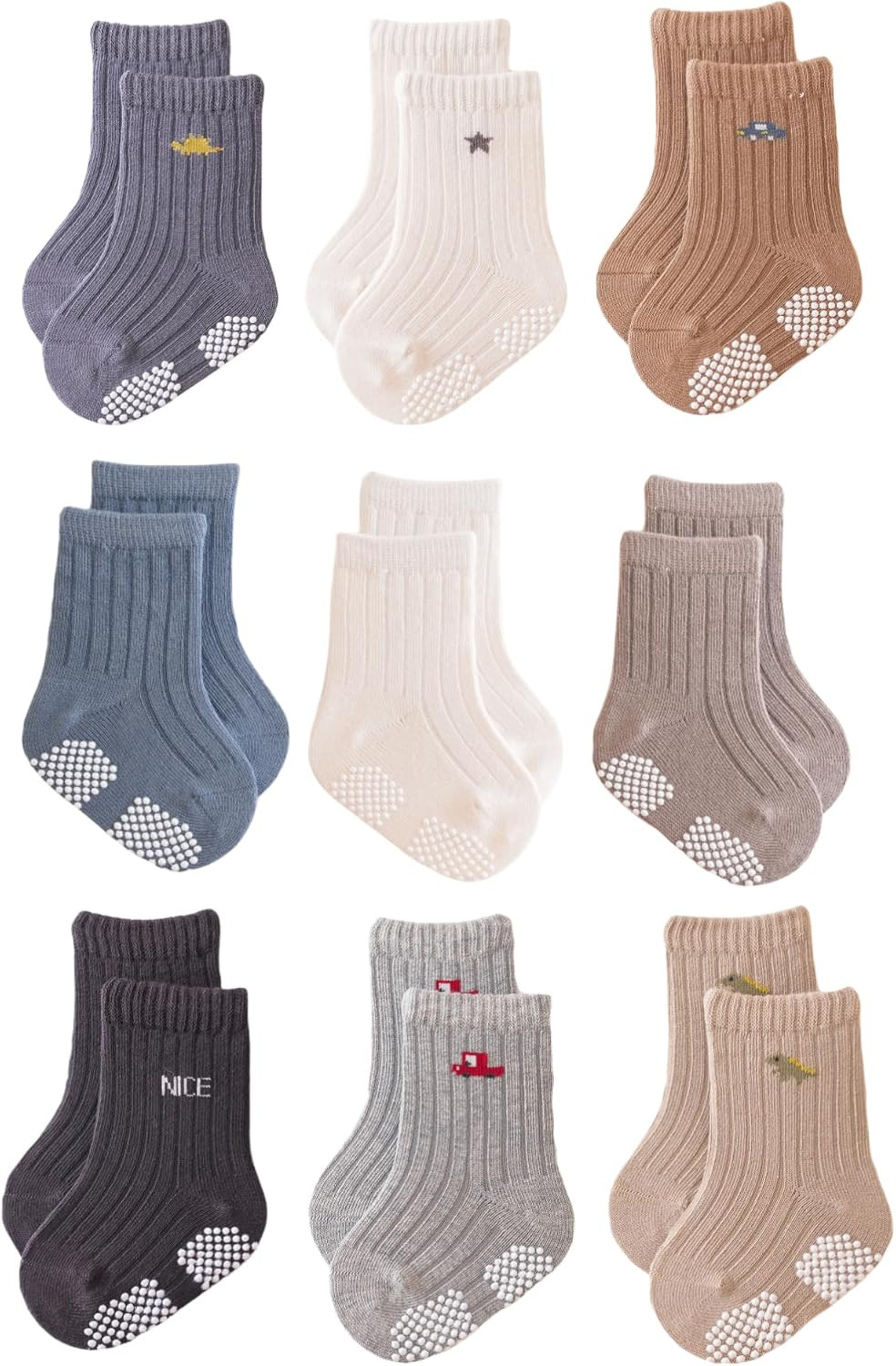 J Poqobog Baby Non Slip Grip Crew Socks,Toddler Boys Socks Girls Cotton | Amazon (US)