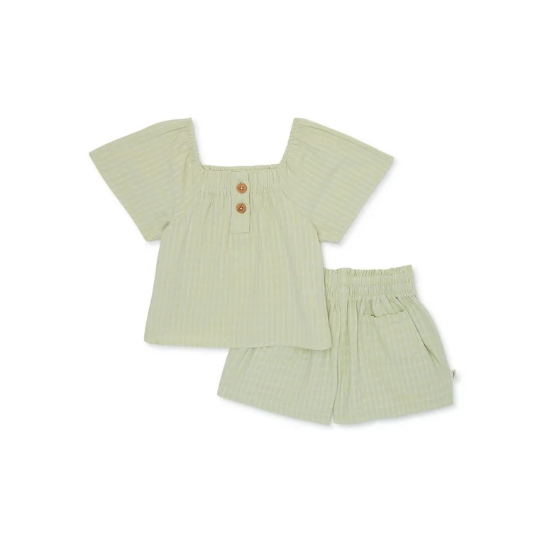easy-peasy Baby and Toddler Girls Henley Short Sleeve Top and Shorts, Sizes 12 Months - 5T | Walmart (US)