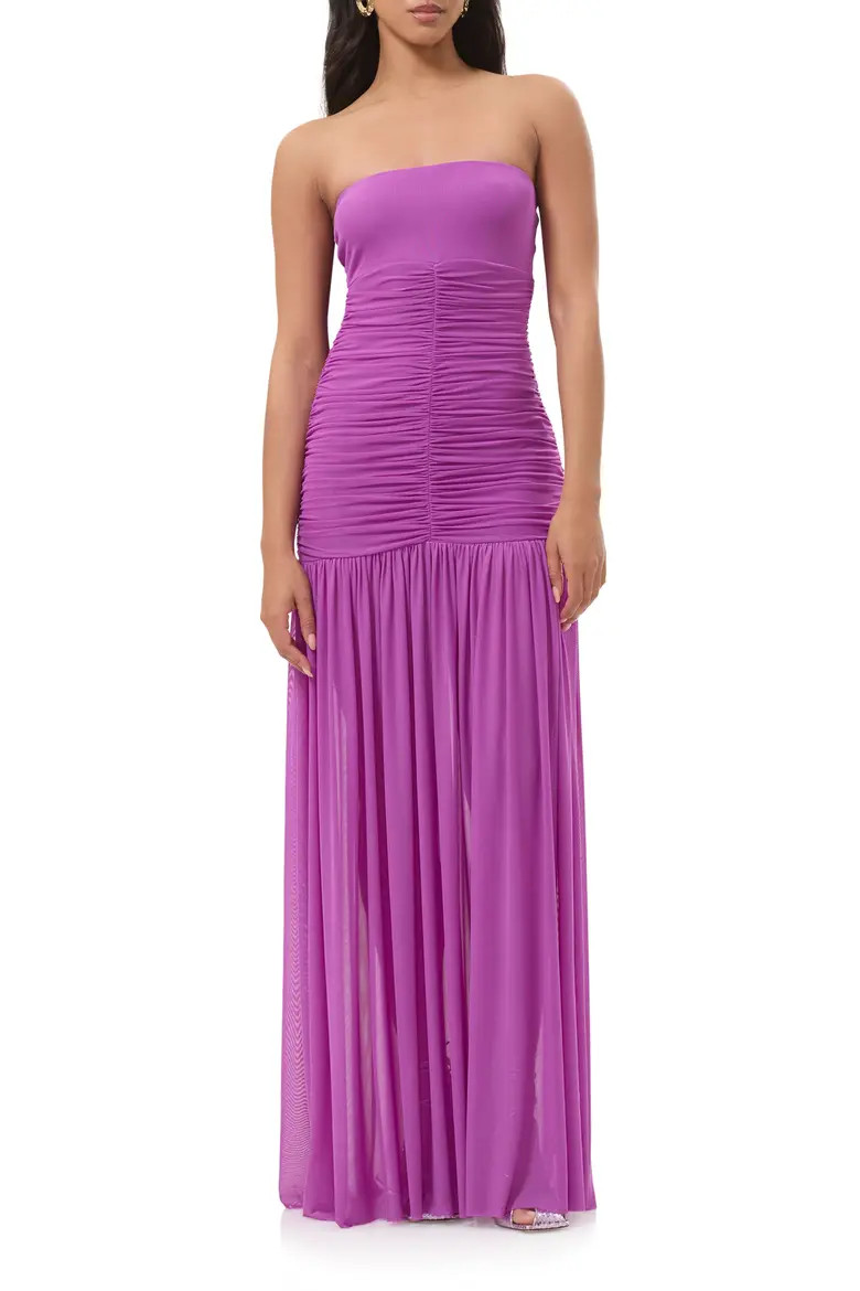 Denise Polka Dot Ruched Strapless Maxi Dress (Women) | Nordstrom | Nordstrom
