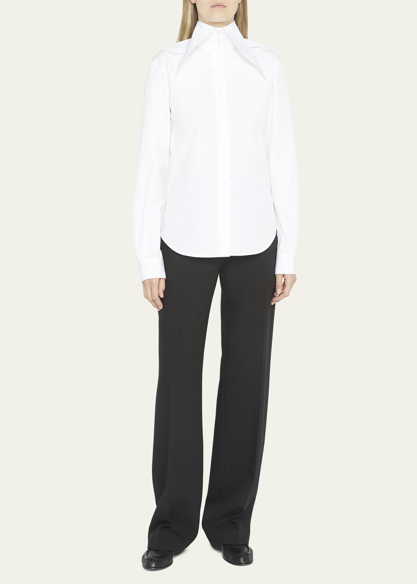 THE ROW Armelle Button-Front Shirt w/ Point Collar | Bergdorf Goodman