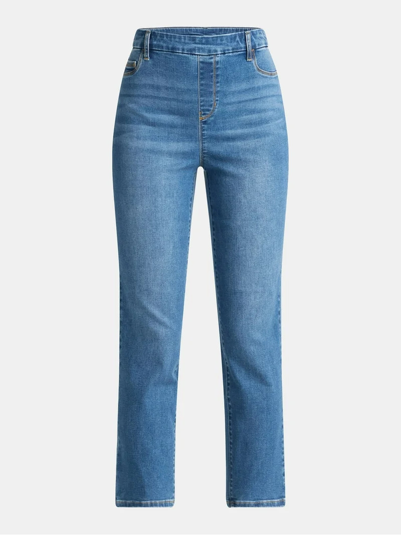 Time and Tru Women's High Rise Straight Leg Denim Jegging, 27.5" Inseam, Sizes XS-XXXL | Walmart (US)
