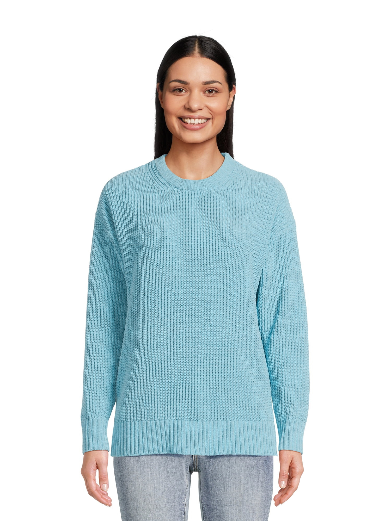 Time and Tru Women's Long Sleeve Chenille Pullover Crewneck Sweater | Walmart (US)