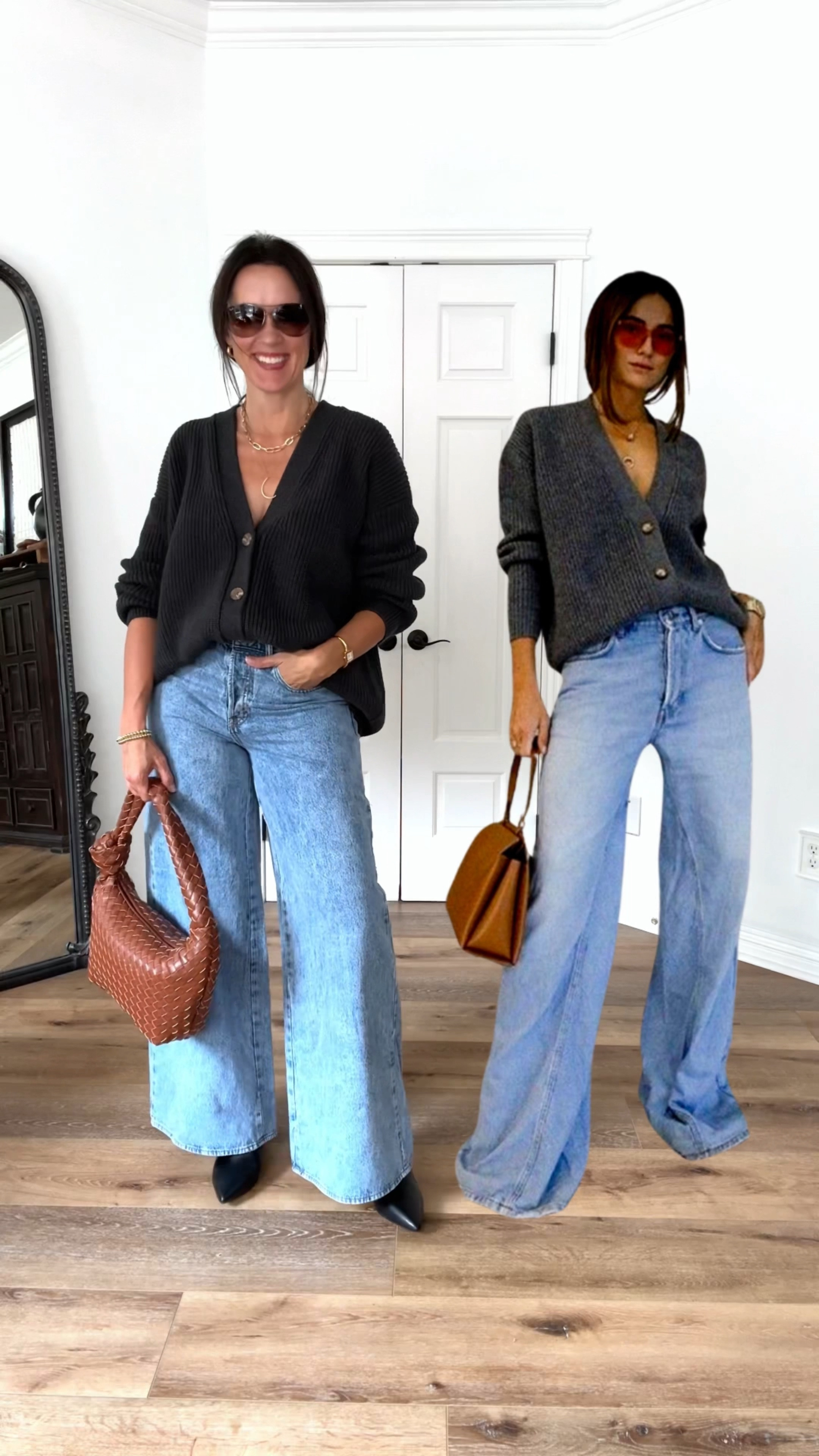 Fall Pinterest inspo with your favorite boyfriend cardigan and super wide leg jeans!

Sizing:
Jeans-Target, run TTS, in 27
Cardigan-One Quince, color is charcoal, sized up to large for oversized fit but definitely could have done medium

casual outfit | elevated casual | fall outfit | 

#LTKStyleTip #LTKOver40 #LTKFindsUnder50