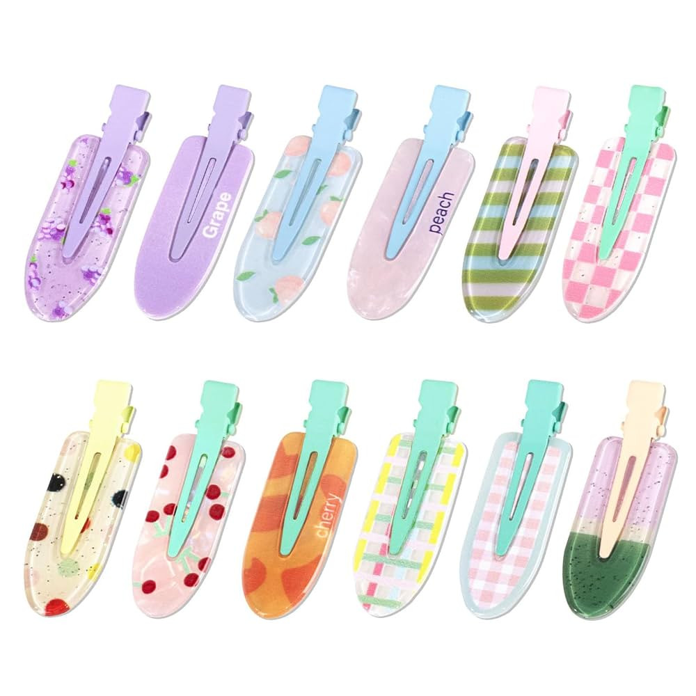12Pcs No Bend Hair Clips, Creaseless Flat Hair Clips for Women, Cute Makeup Bangs Hair Clip Hair ... | Amazon (US)