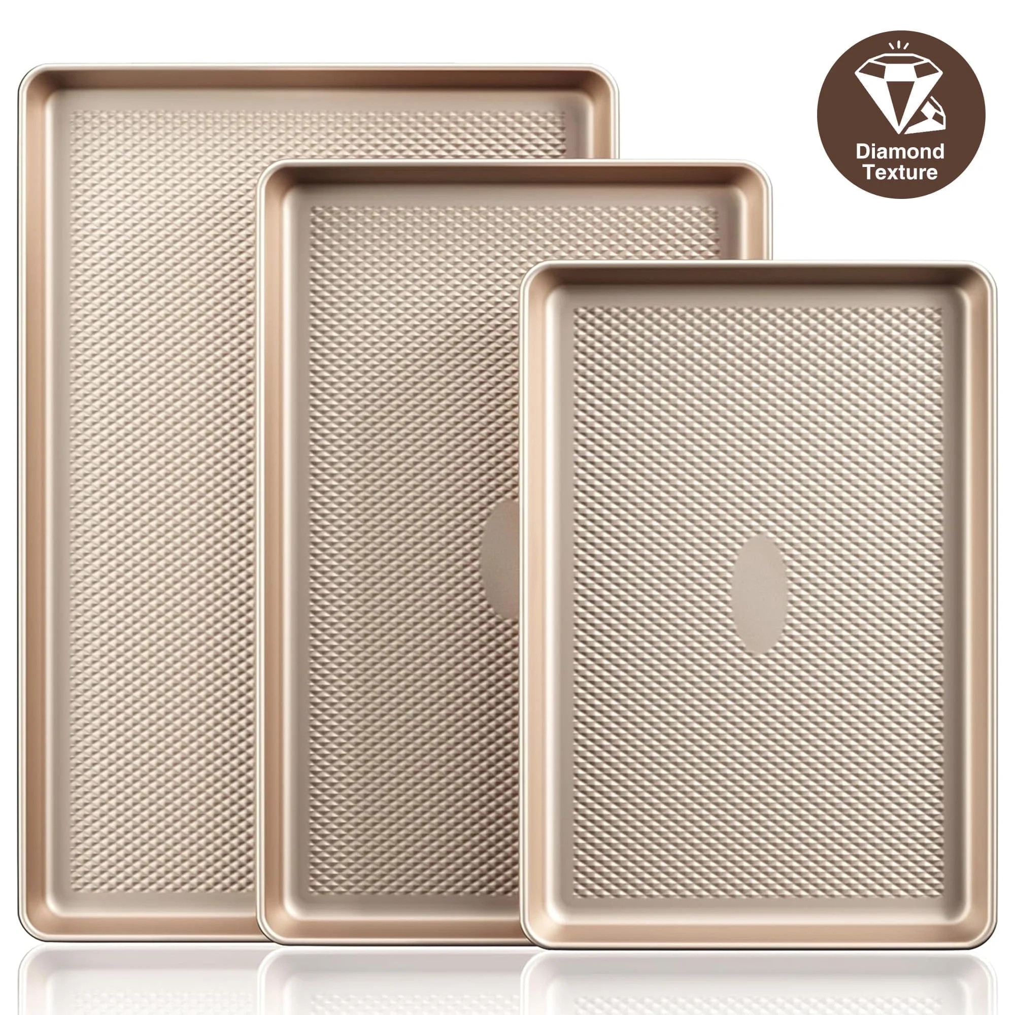 HONGBAKE Baking Sheet Pan Set, Cookie Sheets for Oven, Nonstick Half/Quarter/Jelly Roll Pans with... | Walmart (US)