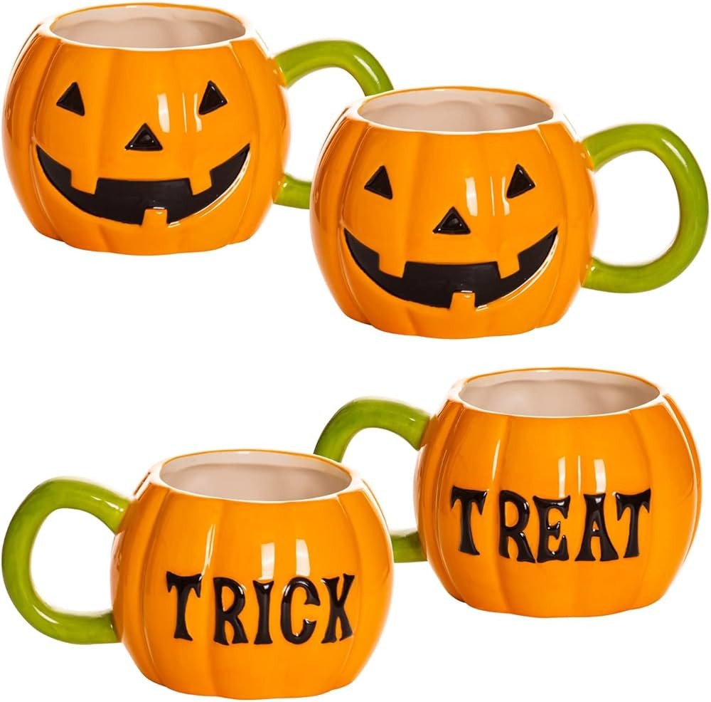 Jack-O-Lantern Trick Or Treat Pumpkin Ceramic Coffee Mugs – 2 Pack – 15oz Halloween Mug | Amazon (CA)