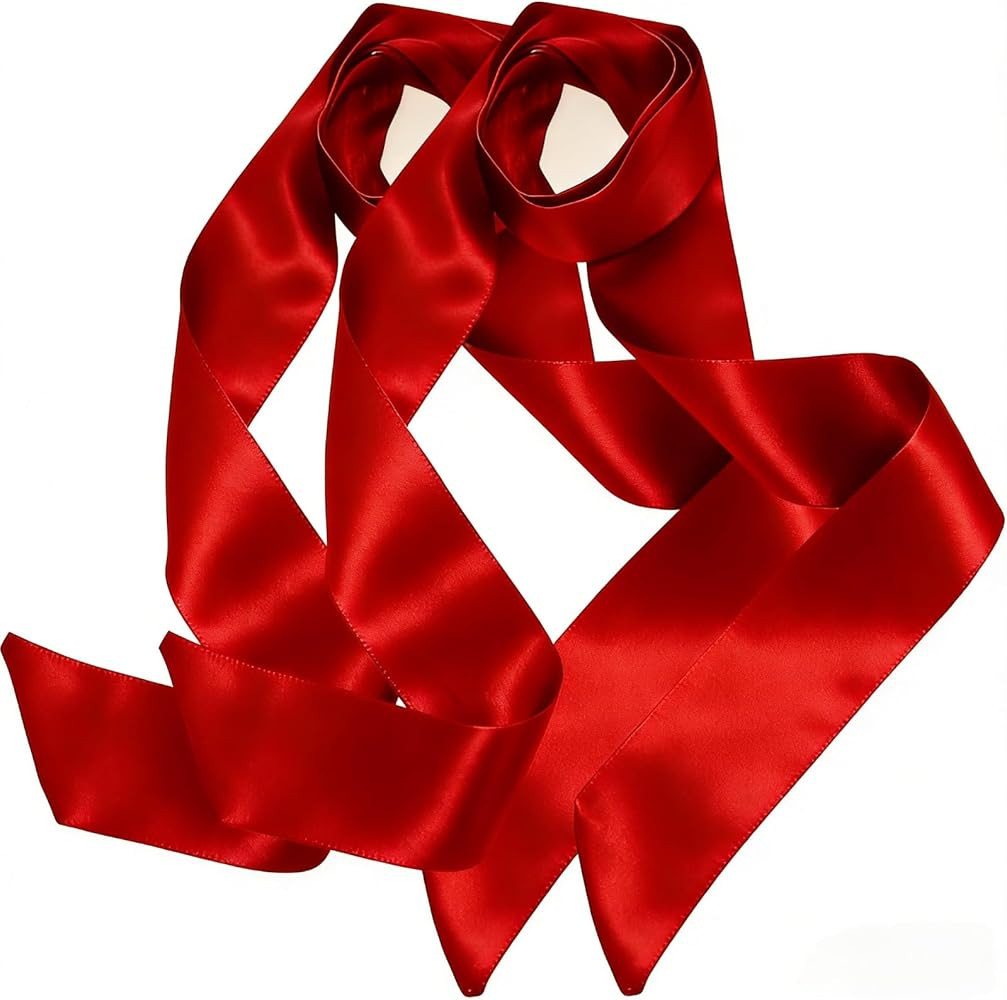 Amazleer 2 PCS Silk Ribbon Scarf, Solid Color Skinny Neckerchief, Long Hair Tie Sash Ribbon Tie f... | Amazon (UK)