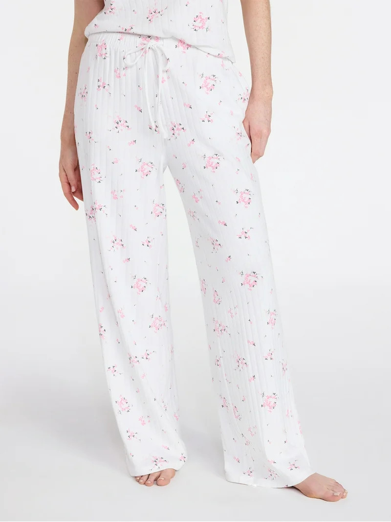 Joyspun Women’s Pointelle Knit Sleepwear Pants, 30'' Inseam, Sizes XS-3X | Walmart (US)