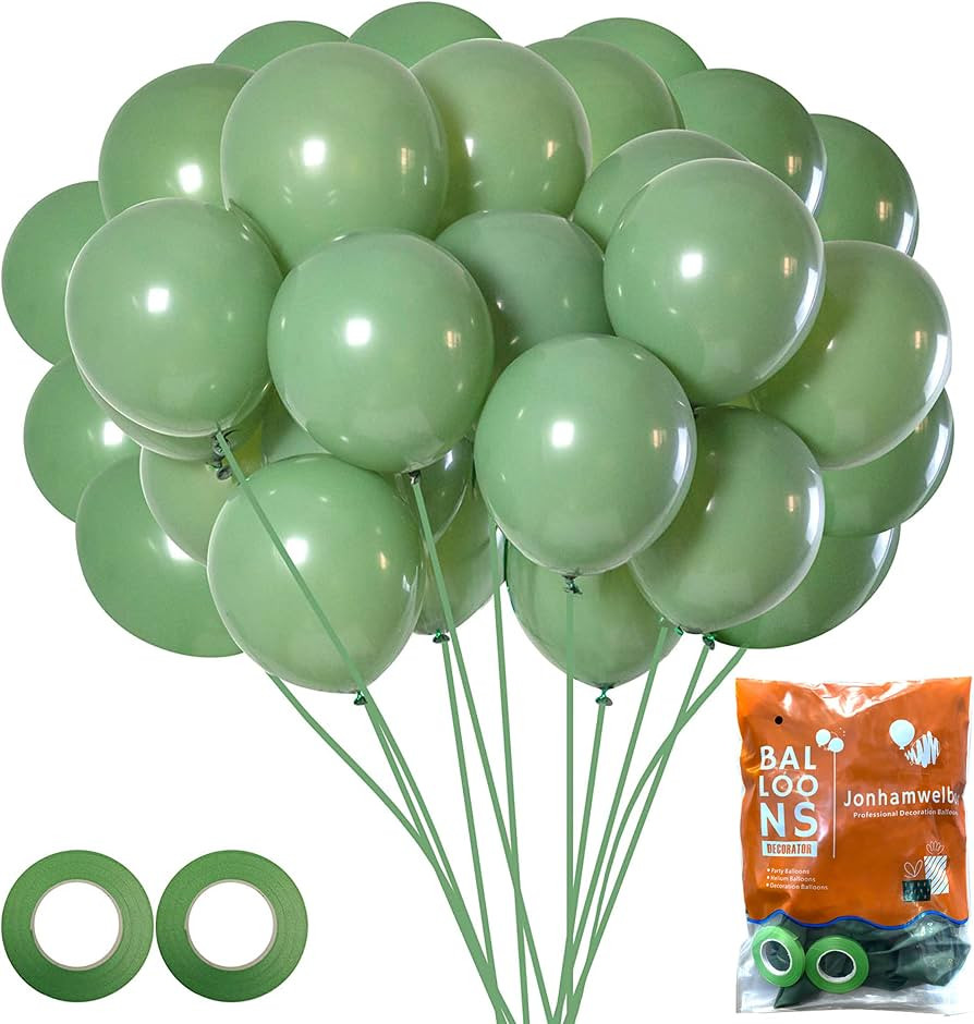 Jonhamwelbor Sage green Balloons Olive Green Balloons Eucalyptus Green Balloons 100 Pack 12 inch ... | Amazon (US)