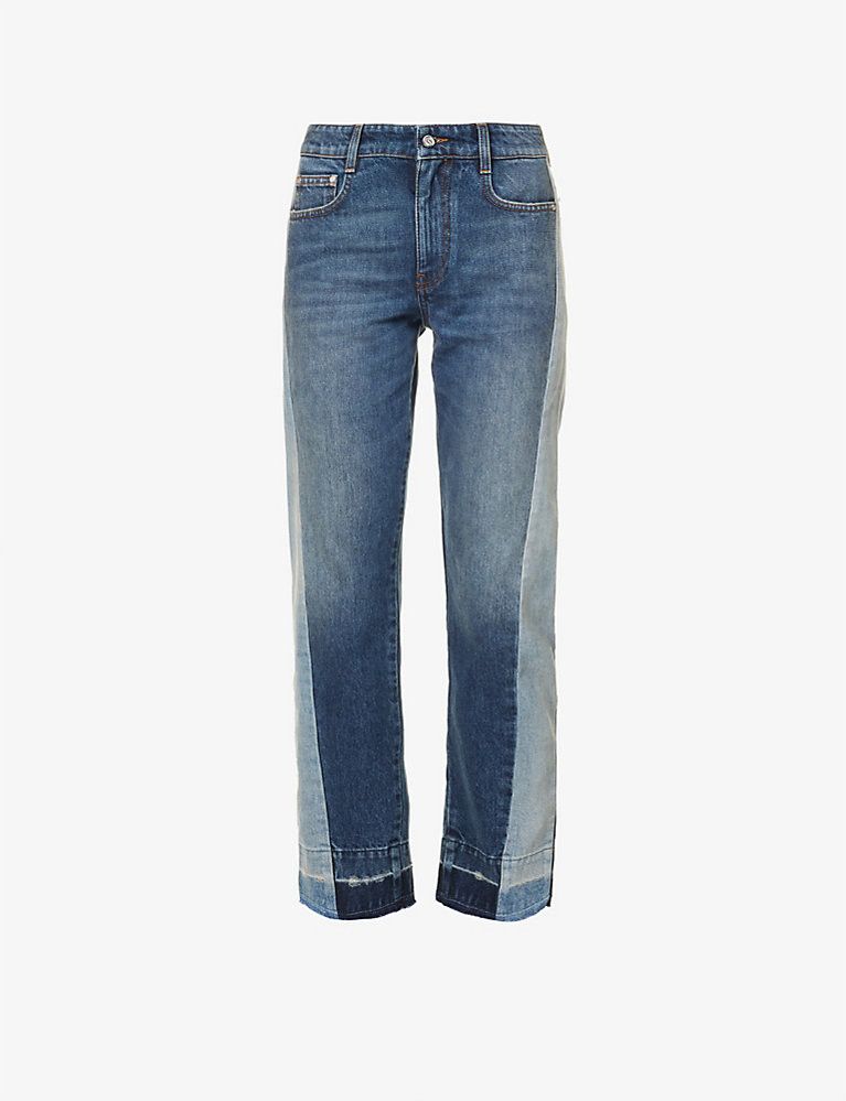 Logo-embroidered straight-leg mid-rise jeans | Selfridges