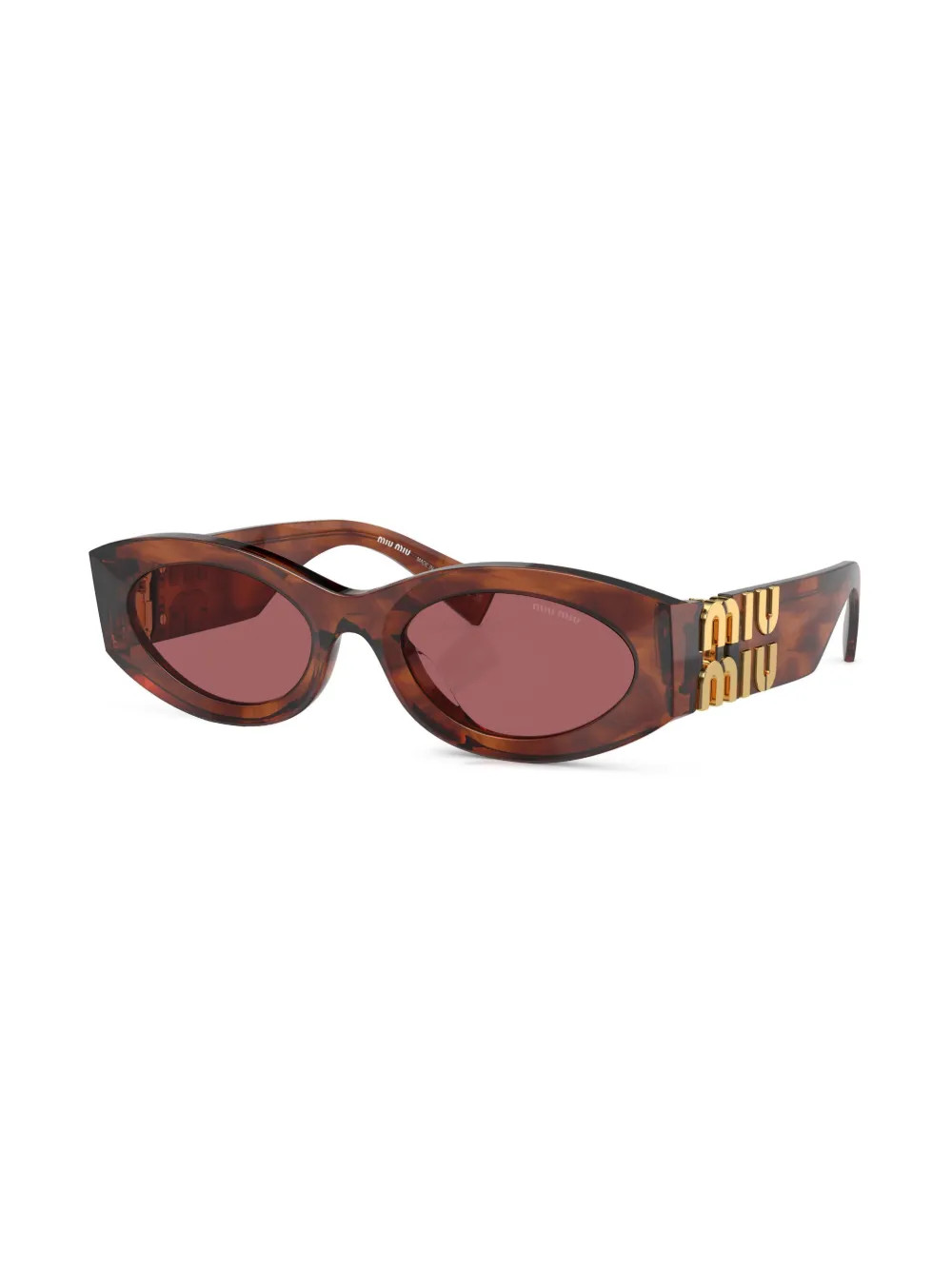 Miu Miu Eyewear logo-lettering oval-frame Sunglasses | Brown | FARFETCH UK | Farfetch Global