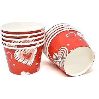 Amazon.com: 48 Count Valentine's Day Treat Snack Cups 10 Oz. Valentines Heart Disposable Paper Cup D | Amazon (US)