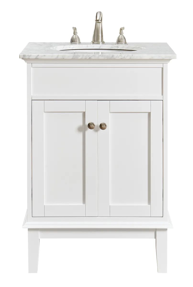 Elegant Lighting VF30124WH Sutton 24" Wide Vanity Set with Cabinet, Marble Top, and Undermount Sink | Build.com, Inc.