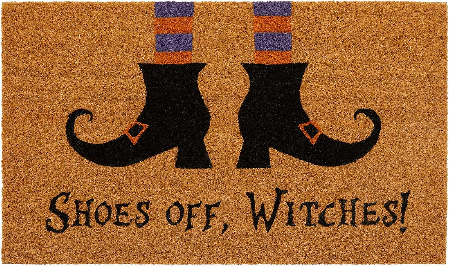 Elrene Home Fashions Farmhouse Living Coir Outdoor Doormat, Natural Entry Mat, Front Door Decor, 18" x 30", Shoes Off, Witches | Amazon (US)
