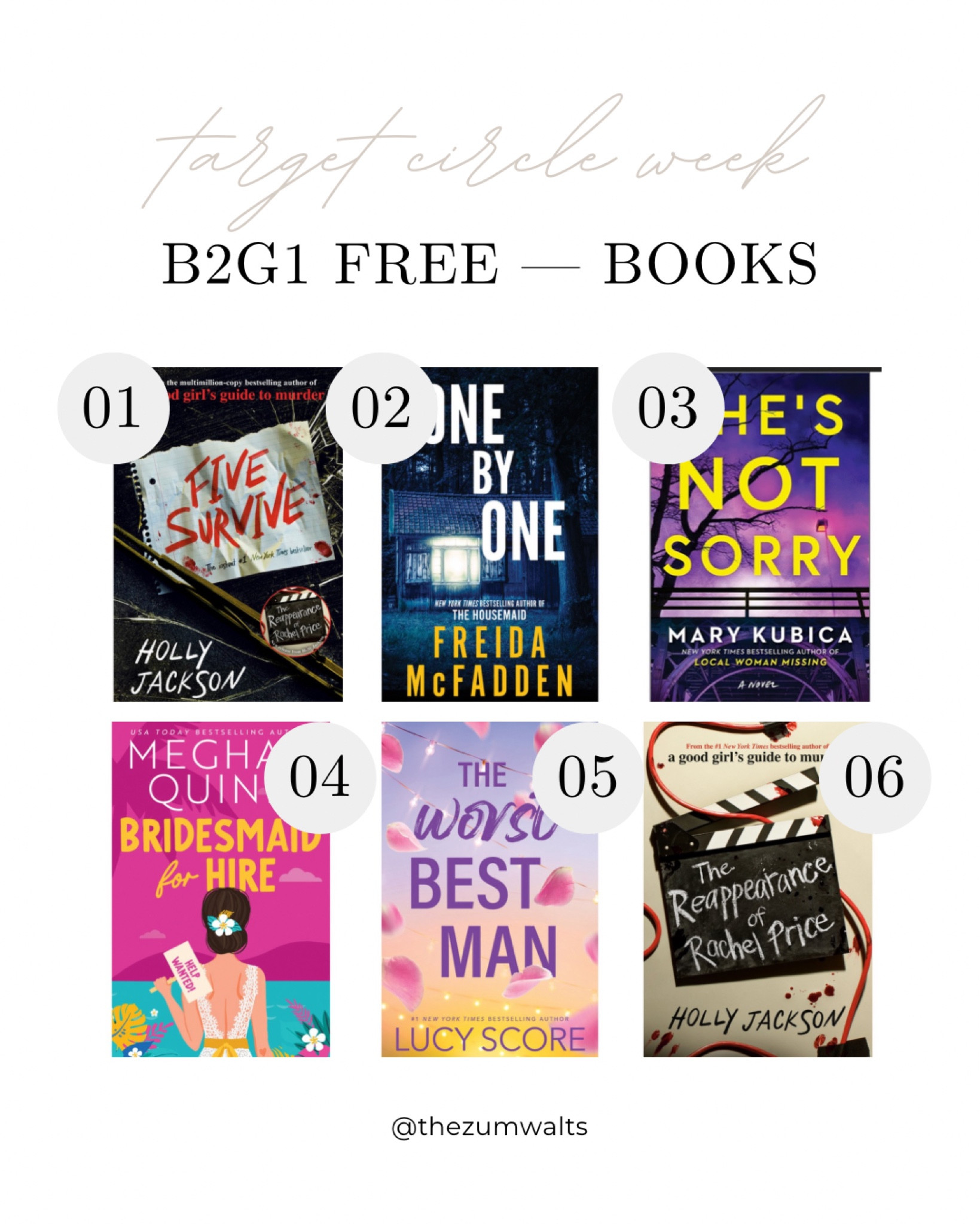 With the kickoff of Target Circle Week, I had to highlight this deal — buy two, get one free books, movies, and games! 

The books I’ve highlighted here are from some of my favorite authors — with Frieda McFadden forever topping my favorite thriller author list. These books are a range of genres including thriller + lighthearted romance. 


#LTKGiftGuide #LTKsalealert #LTKxTarget
