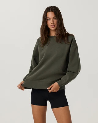 Vuori Restore Oversized Crew Neck T-Shirt | Army/Green | XXS | Vuori Clothing (US & Canada)