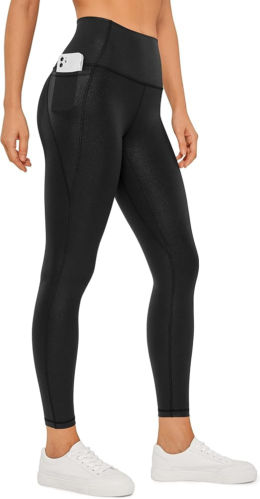 CRZ YOGA Womens Butterluxe Matte Faux Leather Leggings 25" - High Waisted Buttery Soft Lounge Poc... | Amazon (US)