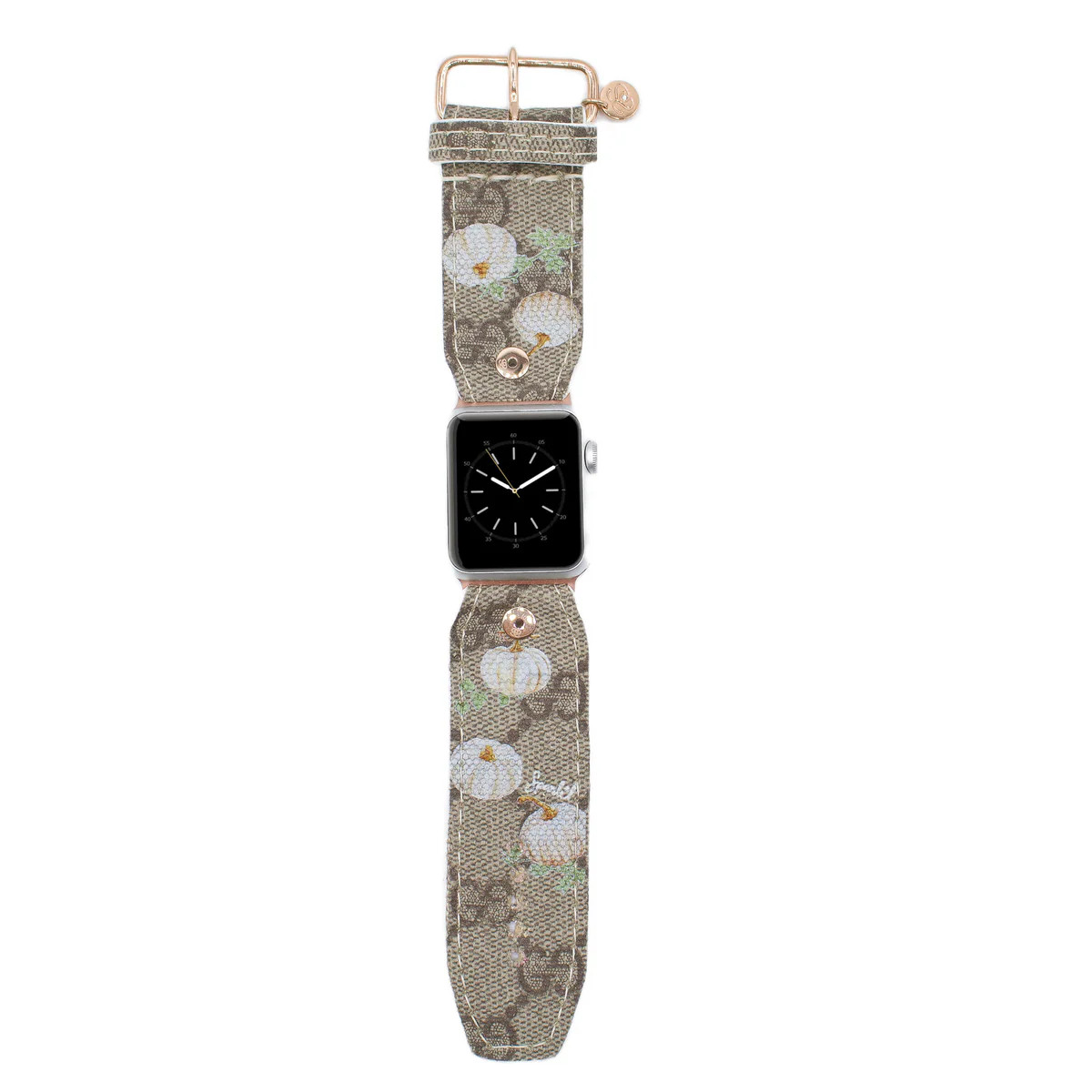 "Autumn Ivory" on Upcycled Brown Webbed GG Sivella Watchband (Sparklet Enabled) | Sparkl