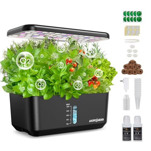 Ahopegarden Indoor Hydroponics Growing System: 10-Pod Smart Garden with Automated LED Light & Efficient Pump for Growing Herbs, Lettuce, Tomatoes - Hydroponic Planter for Home | Amazon (US)