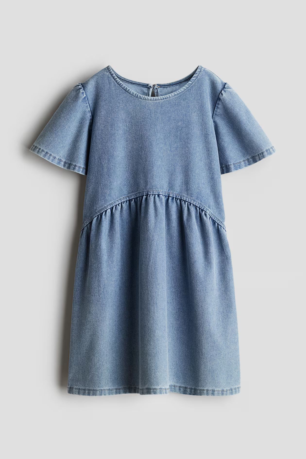 Denim-Look Jersey Dress - Round Neck - Short sleeve - Denim blue - Kids | H&M US | H&M (US + CA)