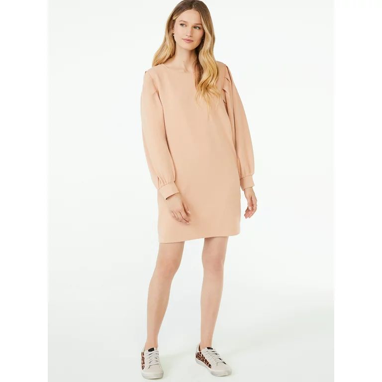 Scoop Women's Puff Sleeve Sweatshirt Dress | Walmart (US)