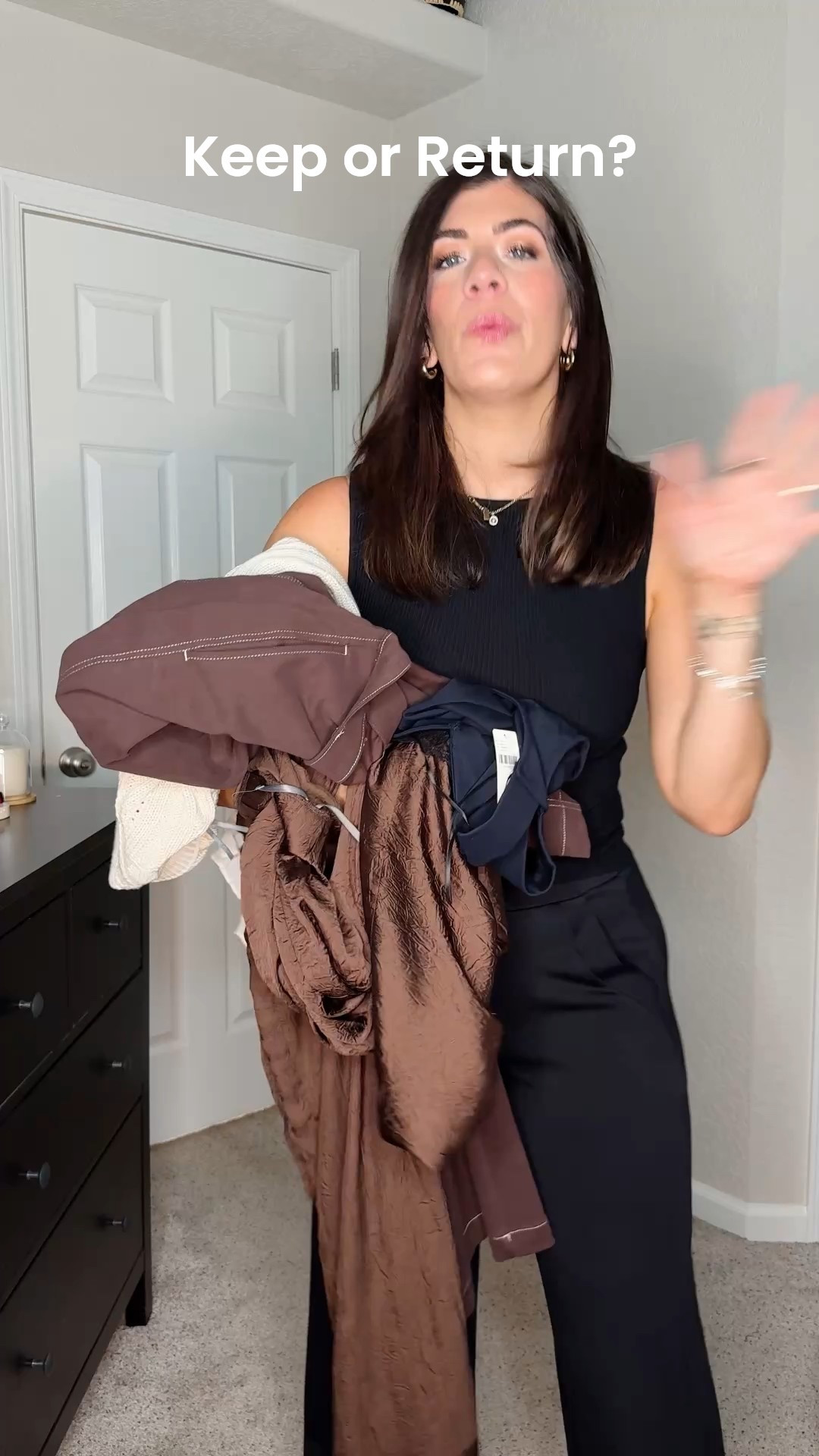 Help me decide what to keep and what to return!
Ordered a few things when I was sick 
In order:
Two in one sweater dress- medium
Black vest-medium
Black long wide leg pants- 29 tall
Printed belted mini dress- medium
Printed blouse- medium
Cropped pants-29tall 
Sheer blouse- oversized fit- sized down to small
Corduroy skirt- medium 
Oversized polka dot blouse-6
Faux leather skirt-medium
Brown peplum- medium
Curvy barrel pant-6 (run large!)
Drapey top-medium
Ponte halter- medium
Wide leg satin pant-medium tall


#LTKMidsize #LTKSeasonal #LTKTall