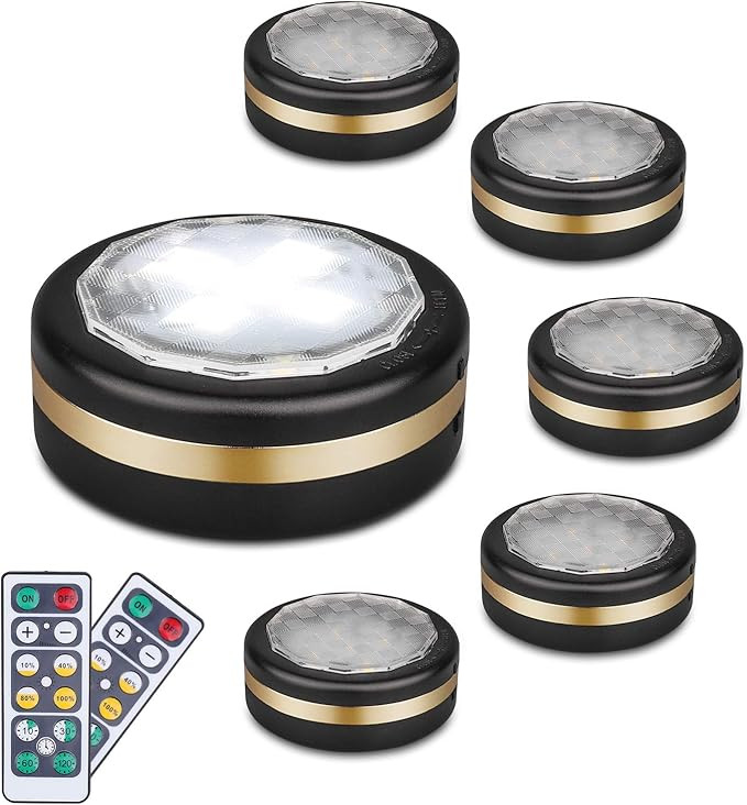 LEASTYLE Under Counter Lights for Kitchen，Wireless LED Puck Lights with Remote Control 6 Pack, ... | Amazon (US)