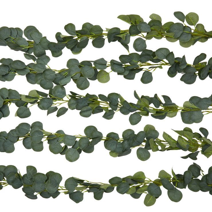 Farmlyn Creek 5 Pack Artificial Faux Eucalyptus Leaves Greenery Garland for Wedding & Home Plant ... | Target